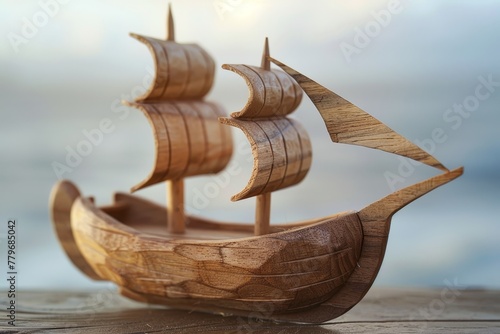 Wooden toy ship photo
