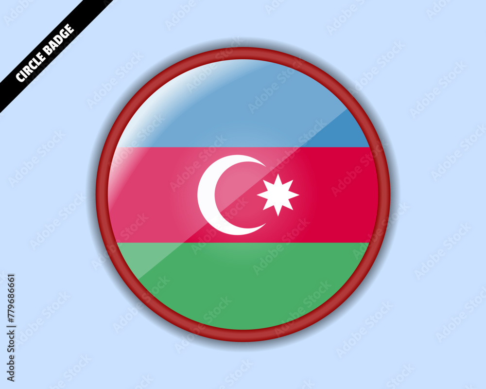Azerbaijan flag circle badge, vector design, rounded sign with reflection Azerbaijan flag circle badge, vector design, rounded sign with reflection
