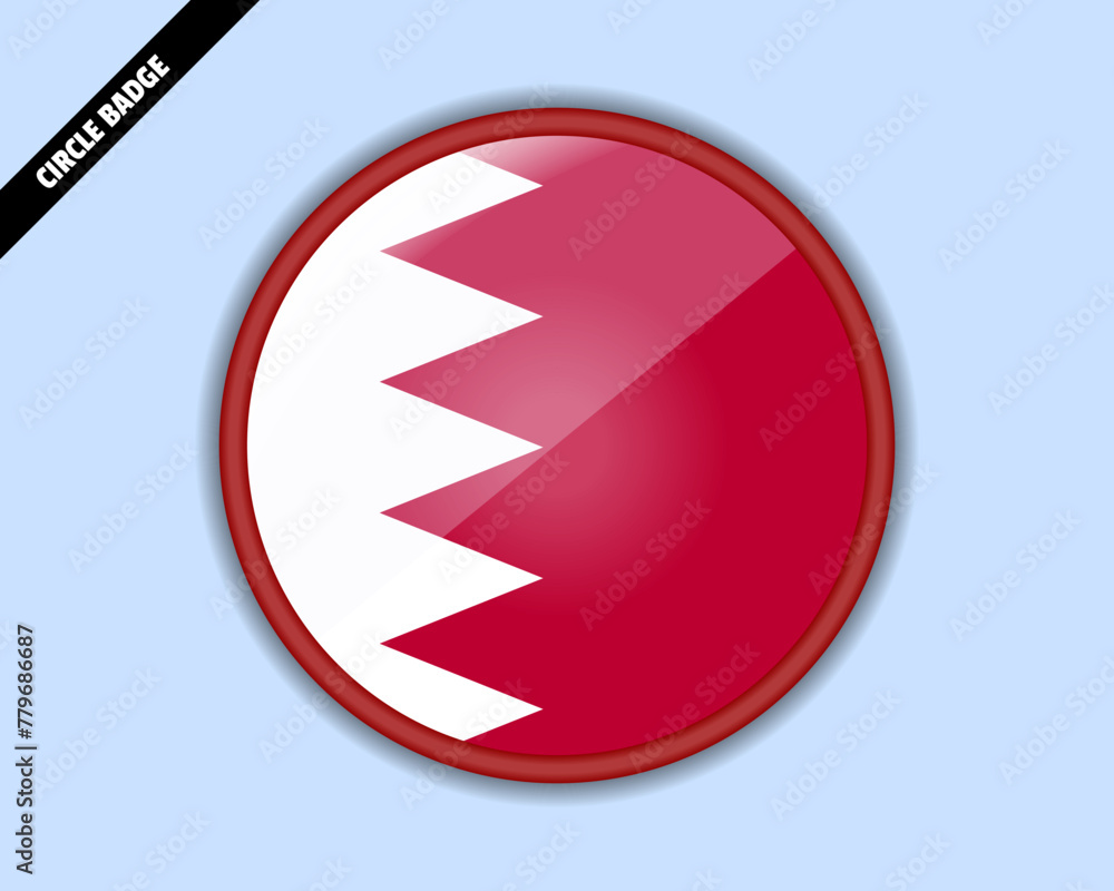 Bahrain flag circle badge, vector design, rounded sign with reflection Bahrain flag circle badge, vector design, rounded sign with reflection