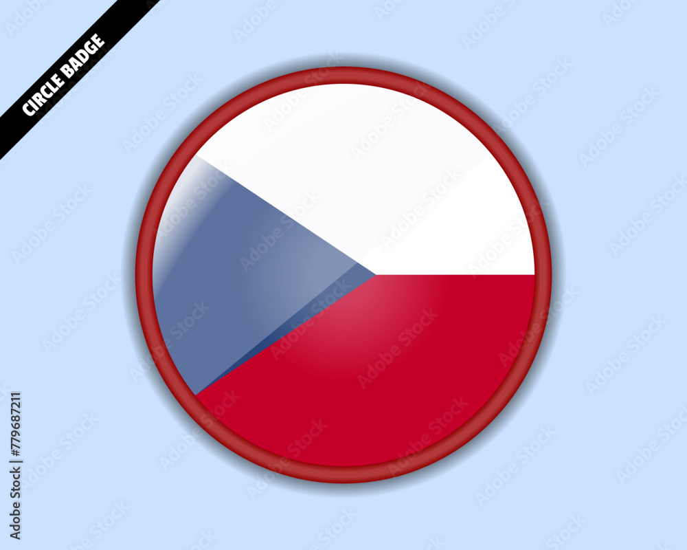 Czech Republic flag circle badge, vector design, rounded sign with reflection