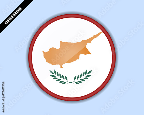 Cyprus flag circle badge, vector design, rounded sign with reflection