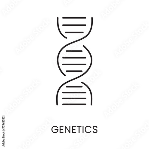 Dna helix symbolizing genetics line icon in vector with editable stroke