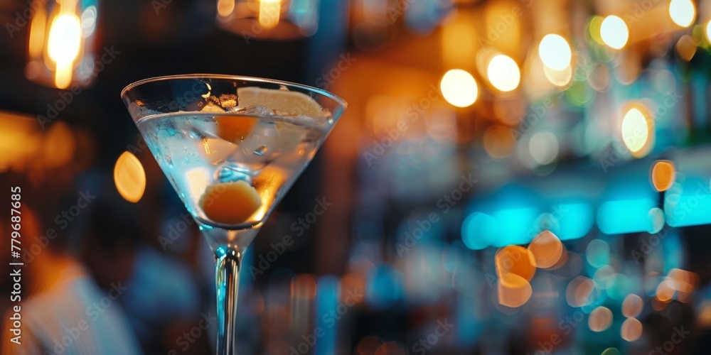 Martini glass on a blurred background Generative AI - obrazy, fototapety, plakaty 