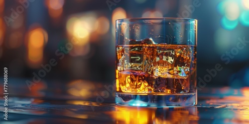 whiskey with ice  Generative AI © Valentine