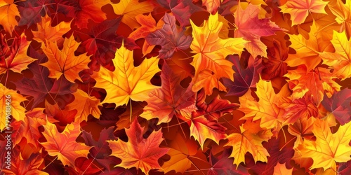 autumn leaf fall autumn landscape yellow-red leaf Generative AI