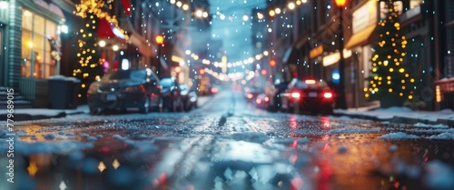 rainy day on the city street Generative AI