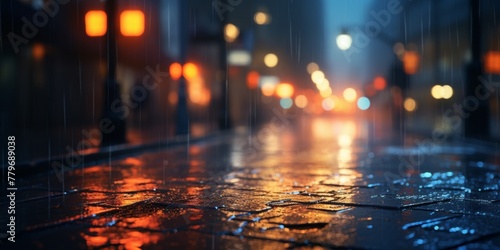 rainy day on the city street Generative AI © Valentine