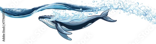 Whale clipart spouting water from its blowhole photo