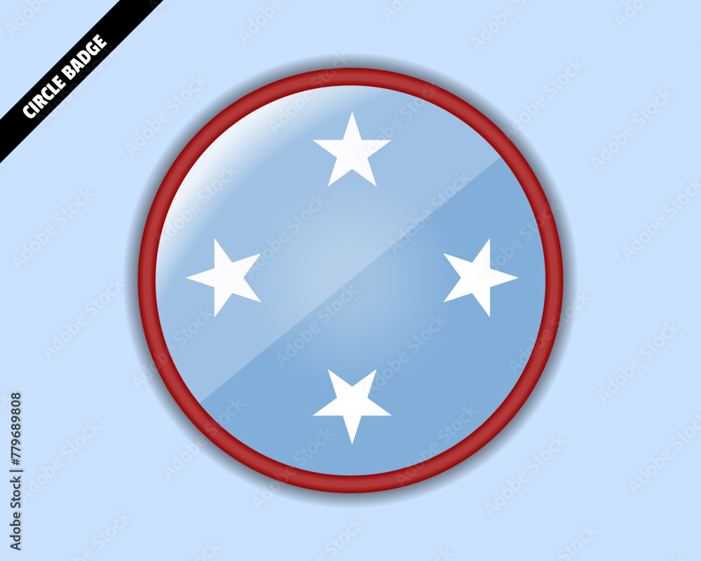 Micronesia flag circle badge, vector design, rounded sign with reflection Micronesia flag circle badge, vector design, rounded sign with reflection