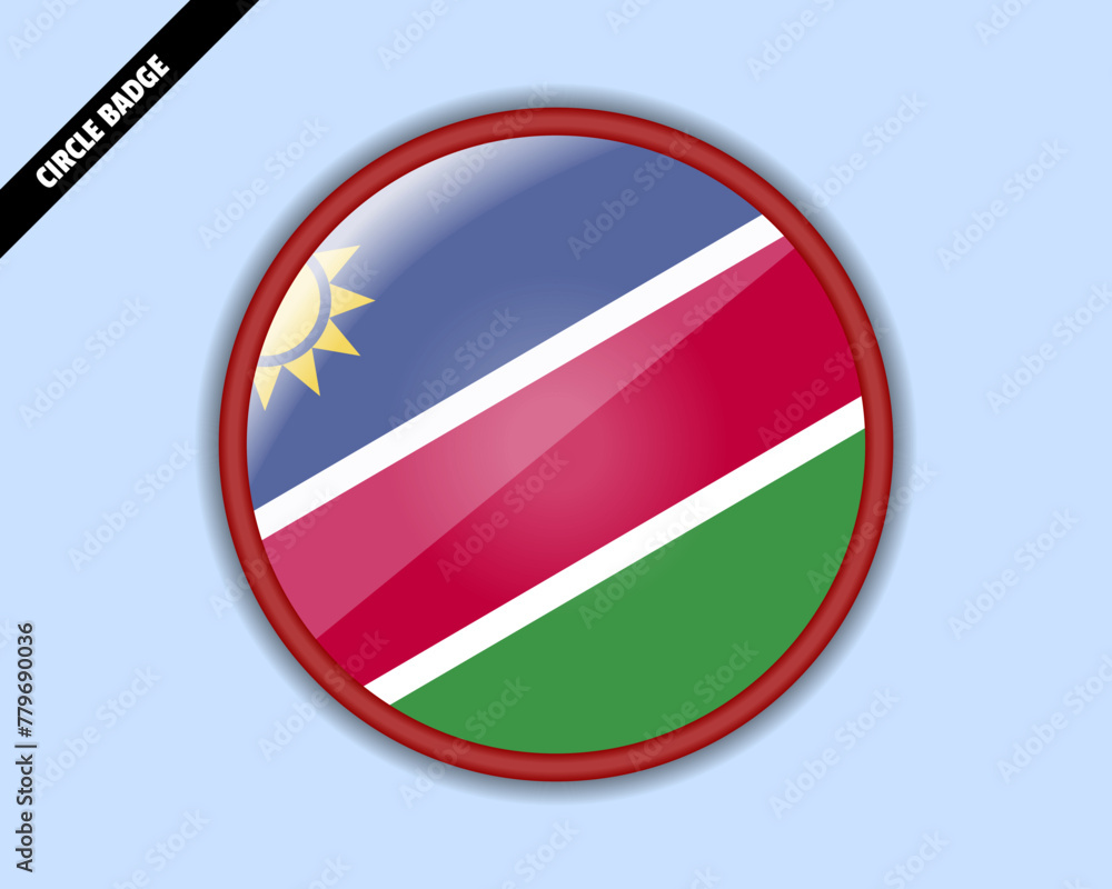 Fototapeta premium Namibia flag circle badge, vector design, rounded sign with reflection