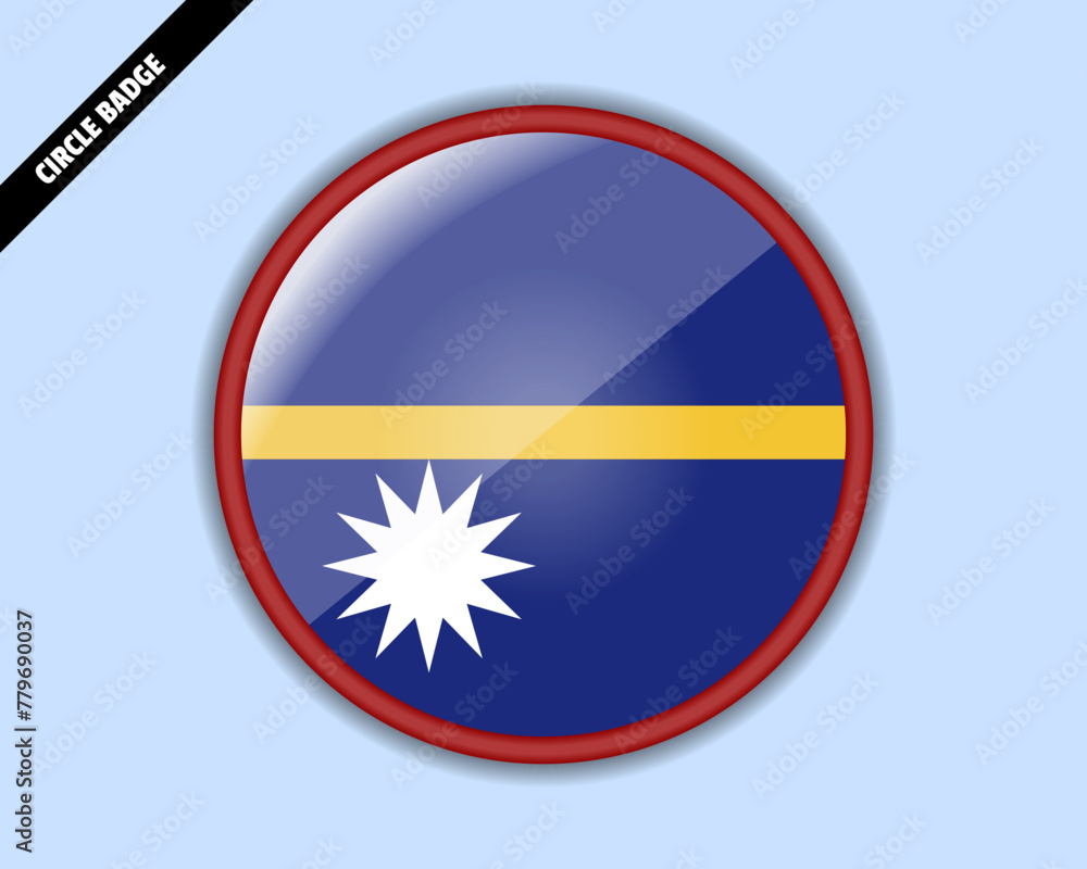 Obraz premium Nauru flag circle badge, vector design, rounded sign with reflection