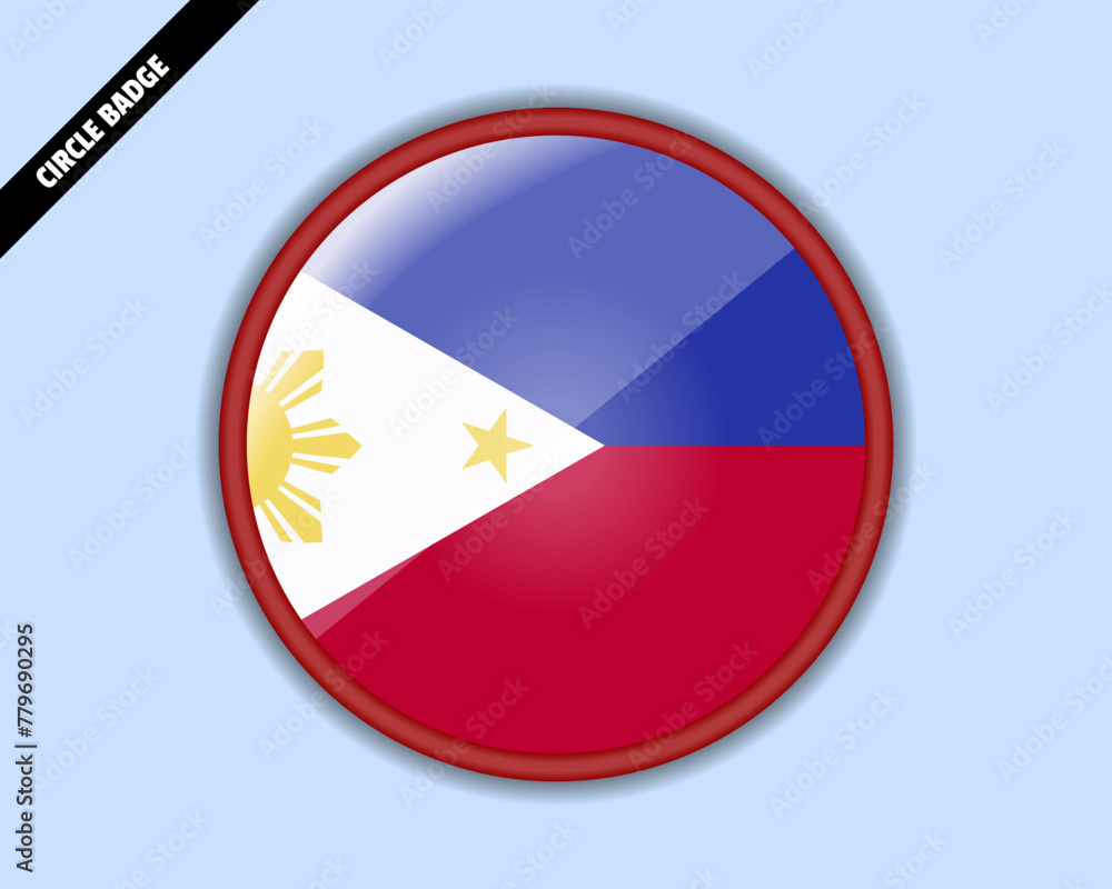 Philippines flag circle badge, vector design, rounded sign with reflection Philippines flag circle badge, vector design, rounded sign with reflection