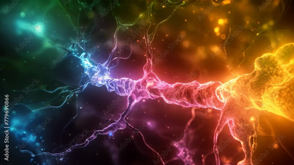 A mesmerizing display of vibrant lights illuminating a captivating and colorful background, A colorful representation of the nerve damage, AI Generated A mesmerizing display of vibrant lights illuminating a captivating and colorful background, A colorful representation of the nerve damage, AI Generated