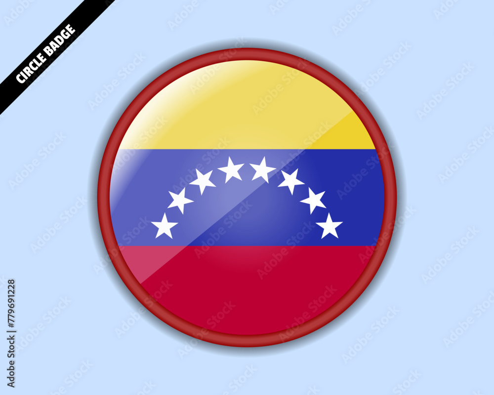 Obraz premium Venezuela flag circle badge, vector design, rounded sign with reflection