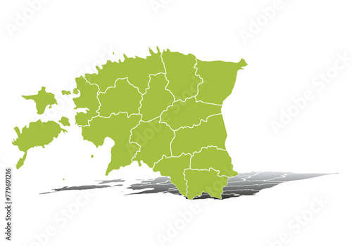 Mapa verde de Estonia en fondo blanco.
