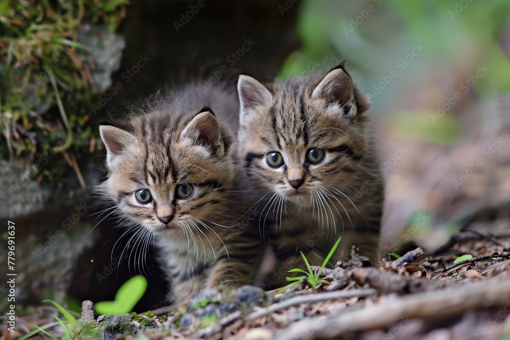Obraz premium adorable wild kittens