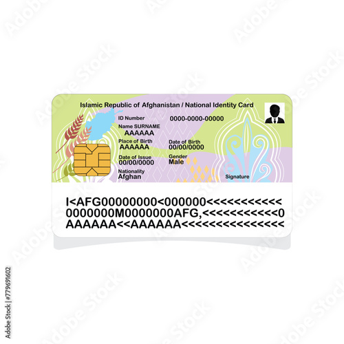 Afghanistan national id card vector design or illustration of Afghanistan Identity card 