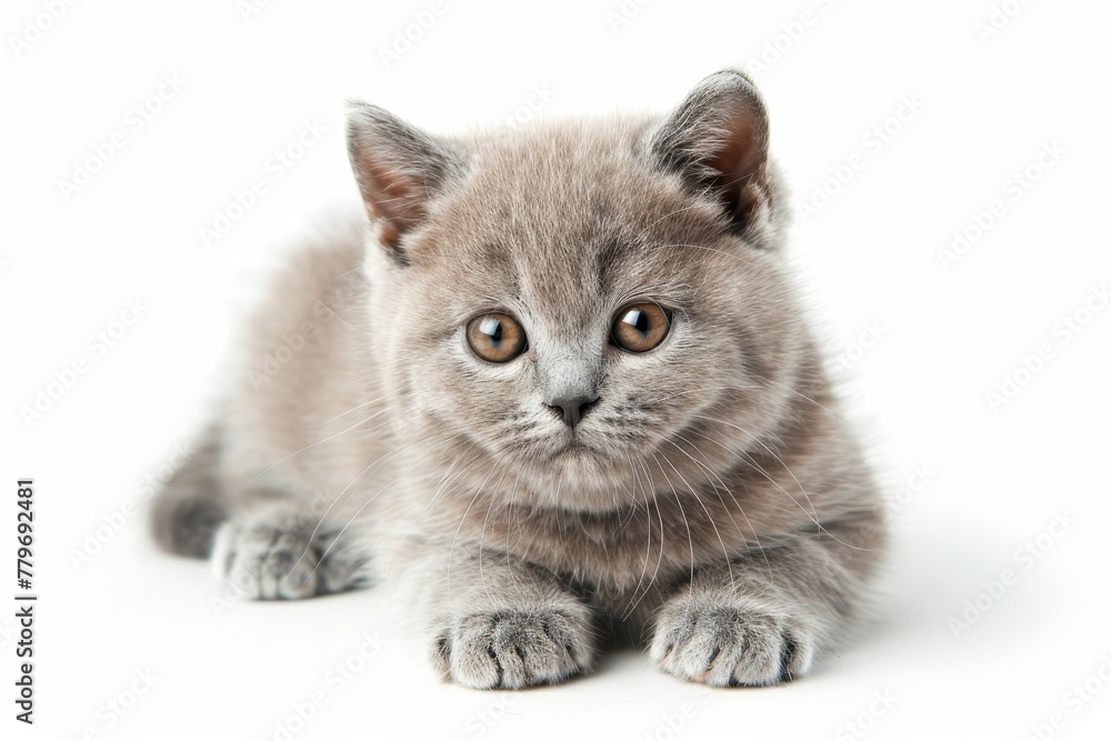 British Shorthair kitten against white backdrop