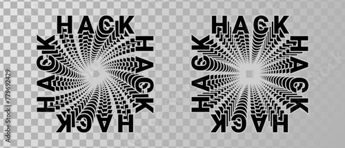 Modern fashion shape of radial symmetrical abstraction with word Hack