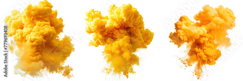 yellow color explosion smoke isolated on transparent or white background PNG