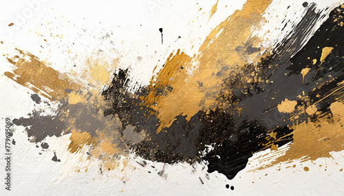 Abstract black in splash, paint, brush strokes, stain, blot with drops splash. grunge isolated on white background. Ink handmade image. Modern artistic pattern. Creative artwork. Generative AI