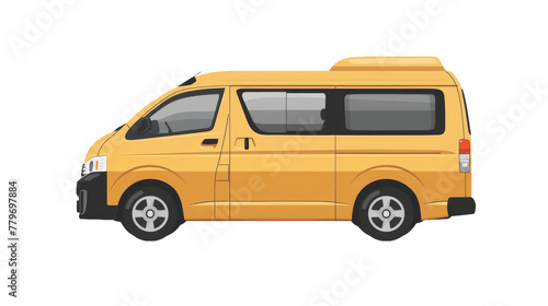 Minivan Car Flat Logo vector on transparent background.