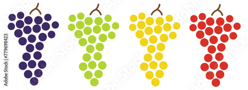set of color isolated grape in flat shape style in vector. image of natural healthy eco food.template for logo sticker poster print decor design