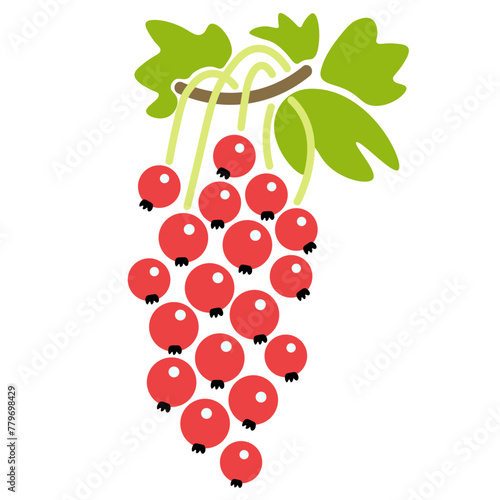 color isolated red currant berry in flat shape style in vector. image of natural healthy eco food.template for logo sticker poster print decor design