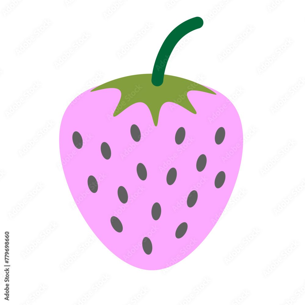 Fototapeta premium color isolated japanese strawberry in flat shape style in vector. image of natural healthy eco food.template for logo sticker poster print decor design