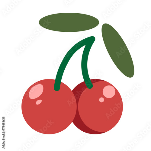 color isolated cherry in flat shape style in vector. image of natural healthy eco food.template for logo sticker poster print decor design