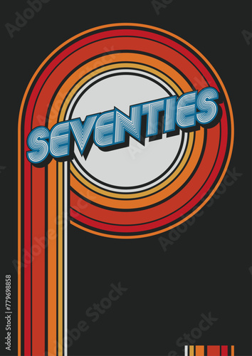 1970s Poster. Retro Event, Party Invitations, Placards Template. 70s Colors and style 