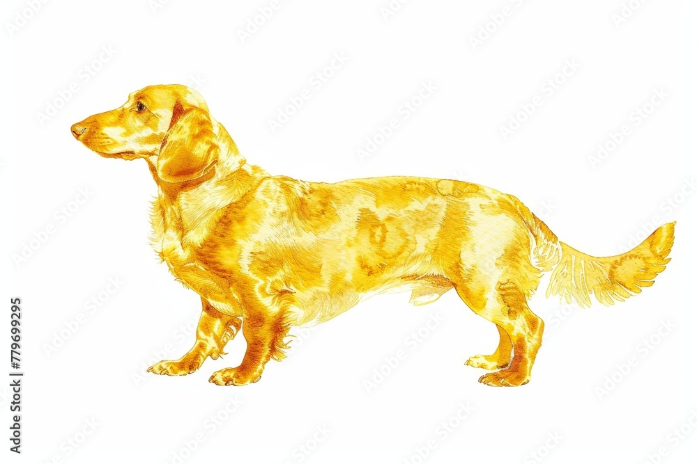 Golden dachshund dog on white background Golden dachshund dog on white background