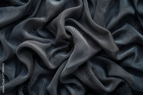 Gray porous fabric with ripples and curves resembling drapery material