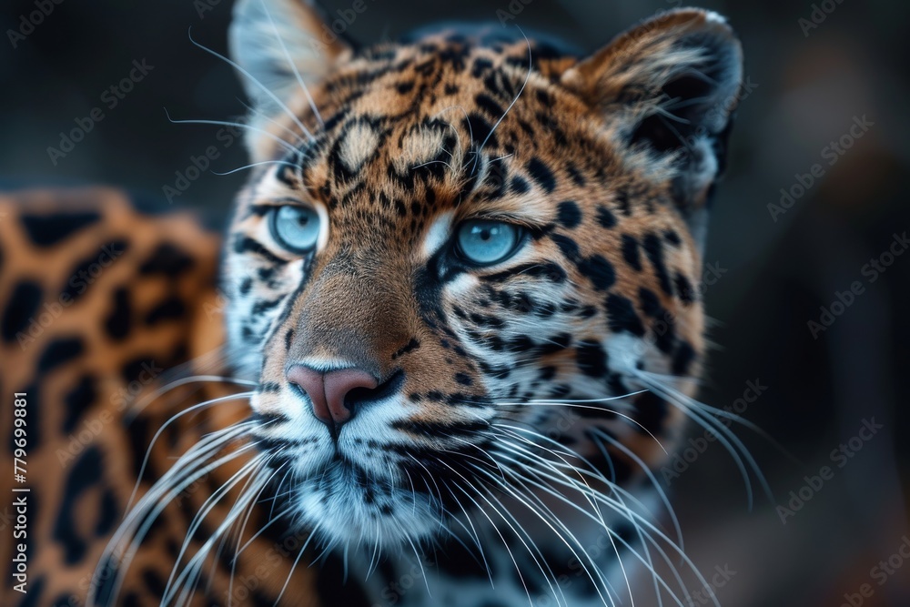 This stunning image captures the piercing gaze of a jaguar, showcasing its spotted coat and fierce eyes, emanating a wild spirit This stunning image captures the piercing gaze of a jaguar, showcasing its spotted coat and fierce eyes, emanating a wild spirit
