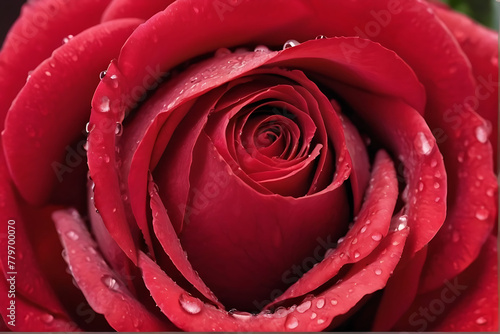 Beautiful red rose  dew drops on the flower. Close-up