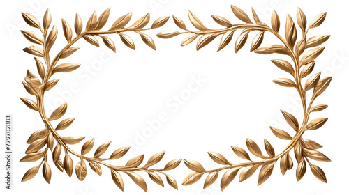 Elegant golden leaf border frame, cut out