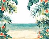 Beach party invitation clipart with tropical motifs
