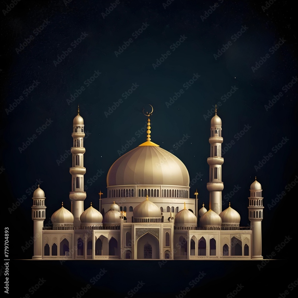 close up of mosque with text space, eid concept