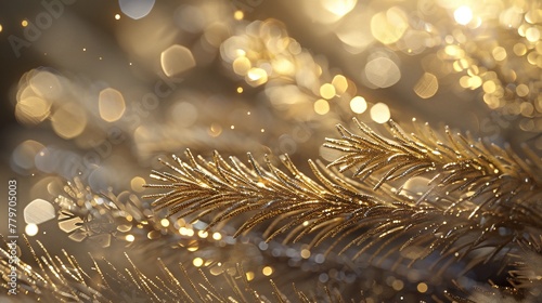 Gleaming Evergreens: Fir leaves sparkle with gold and silver, a dazzling display of natural opulence.