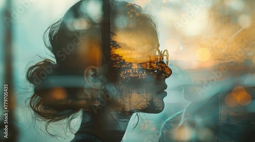 A nostalgic double exposure captures the essence of Teacher's Day, with an image of a current teacher overlaid with a faded photograph of her own beloved teacher from childhood.