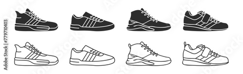 Athletic shoes icons. Sneakers logo. Vector illustration. photo