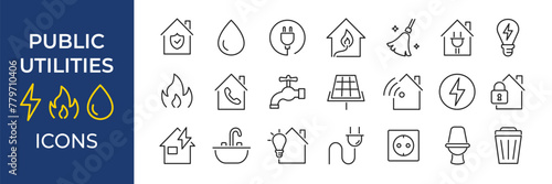 Public utilities icons set. Vector illustration.