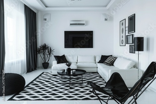 modern living room in black and white colours