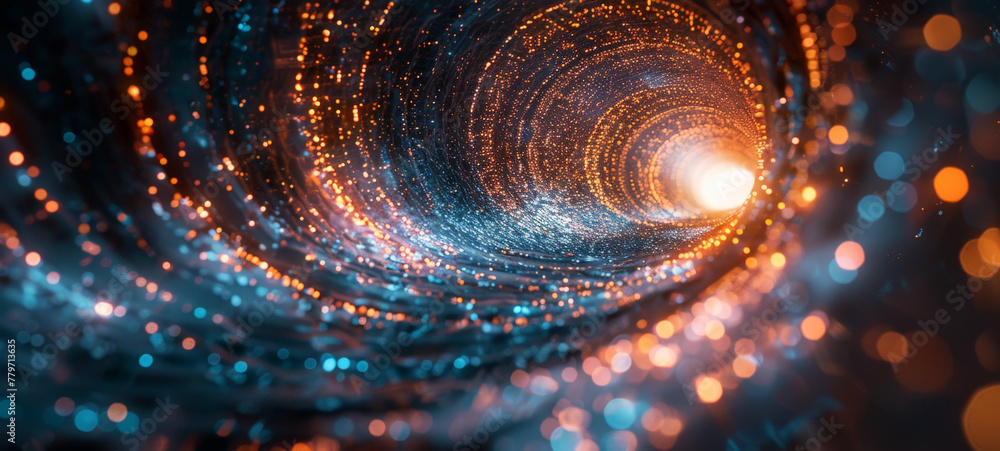 Big Data technology visualization in a form of digital tunnel. Neon Glowing Flow of data. Cyberspace background in a cyberpunk style. Big Data technology visualization in a form of digital tunnel. Neon Glowing Flow of data. Cyberspace background in a cyberpunk style.