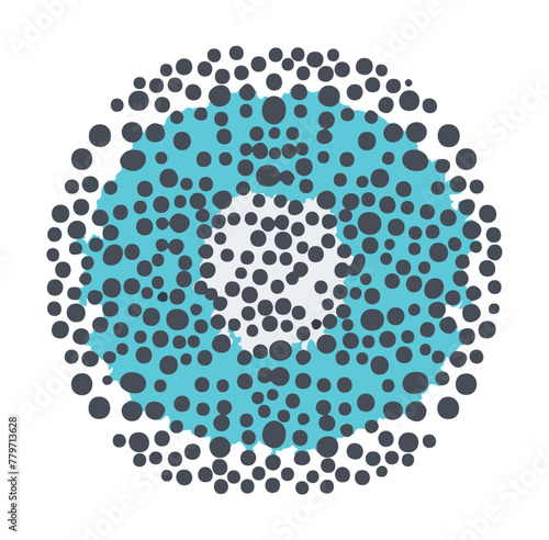 Memphis style graphic element, black dots and blue, transparent png background