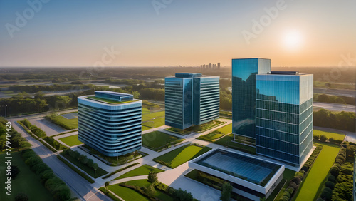 Urban skyline  high-rise building complex  business center office building  modern city center with a strong sense of technology