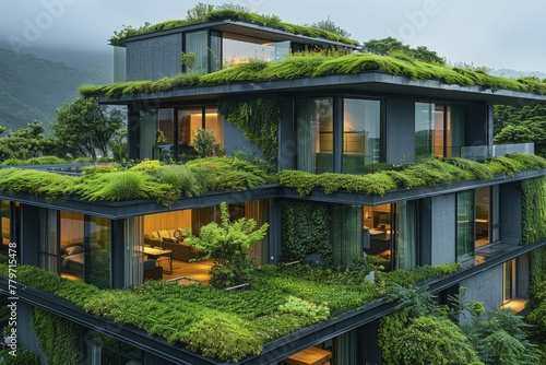By implementing green roofing systems on urban buildings, biodiversity thrives while insulation efficiency increases. #779715478