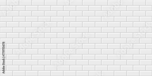 White brick wall texture, seamless pattern for interior decoration, kitchen backsplash, building design. Abstract background, vector flat illustration