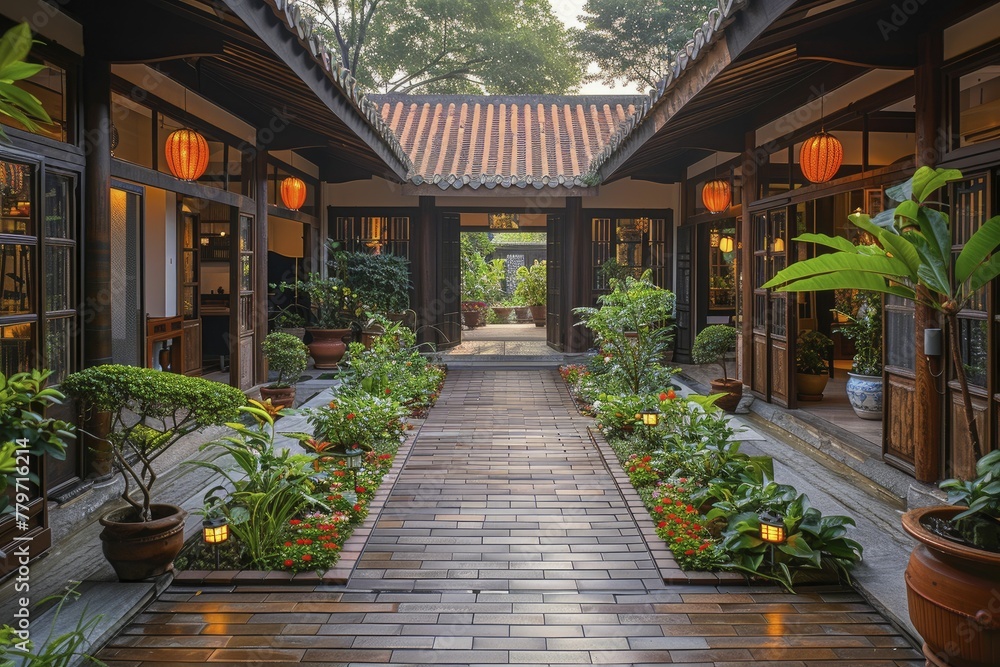 Fototapeta premium Sustainable cooling techniques in traditional architecture, historical wisdom for modern times.