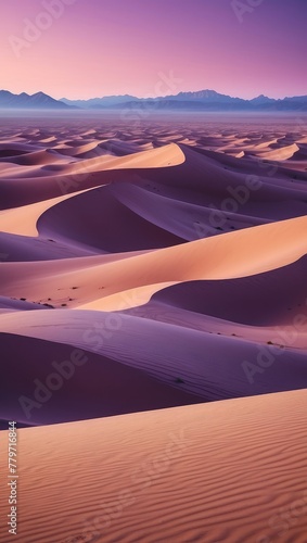 Desert Dreamscape Dusk Wallpaper Featuring Undulating Sand Dunes